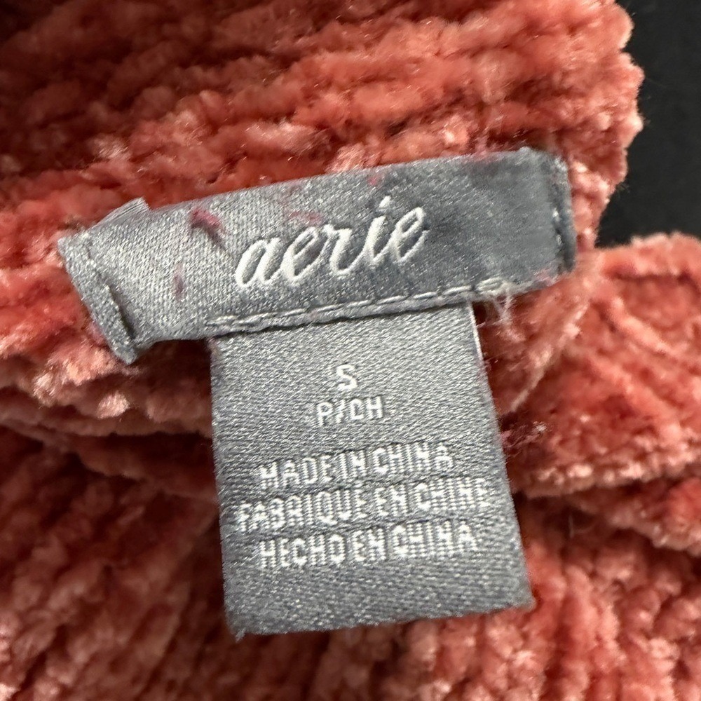 Aerie Women Terracotta Orange Chenille Knit Crewneck Oversized Sweater Small - Picture 3 of 9